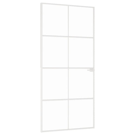 VidaXL Binnendeur 93x201,5 cm gehard glas en aluminium smal wit