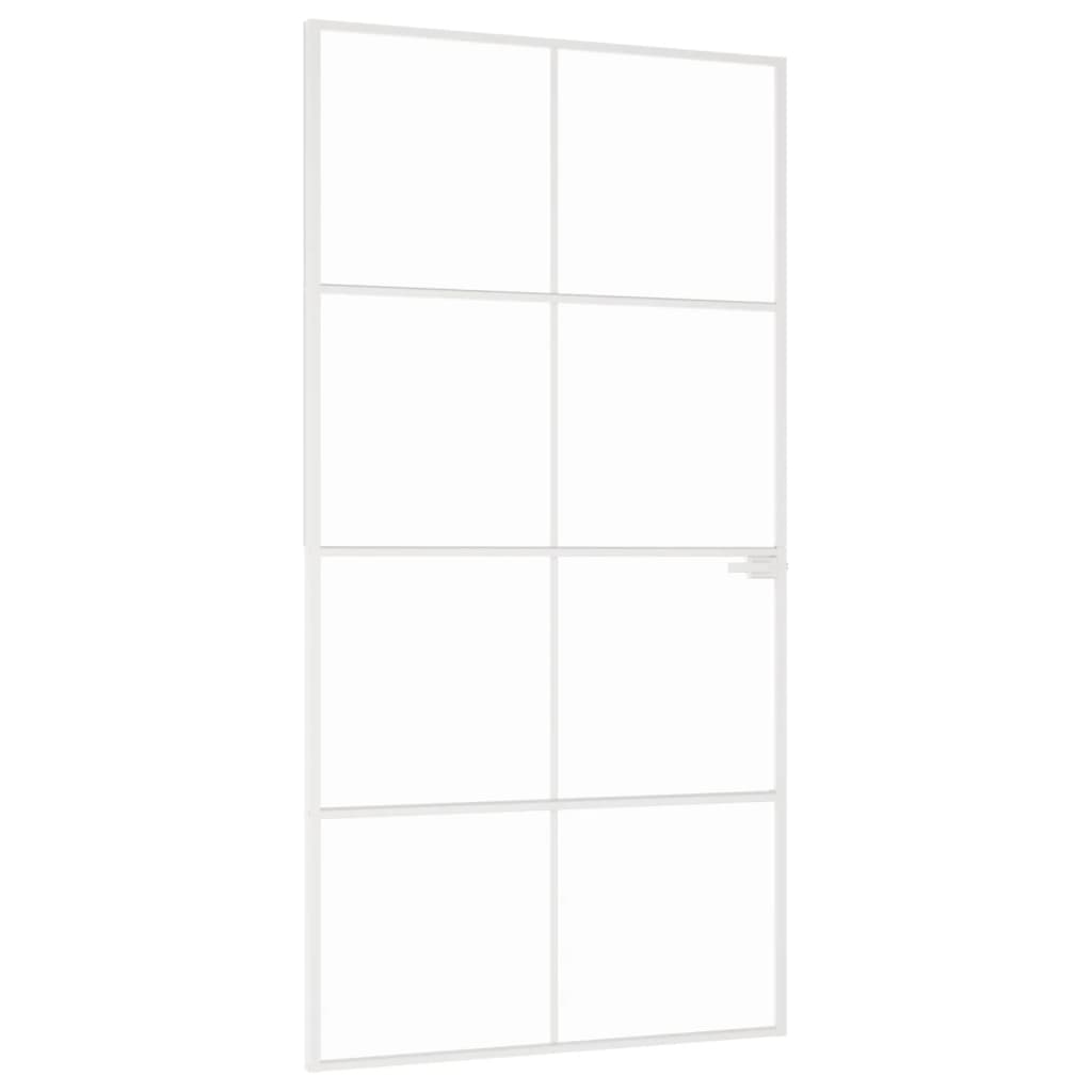 VidaXL Binnendeur 102x201,5 cm gehard glas en aluminium smal wit