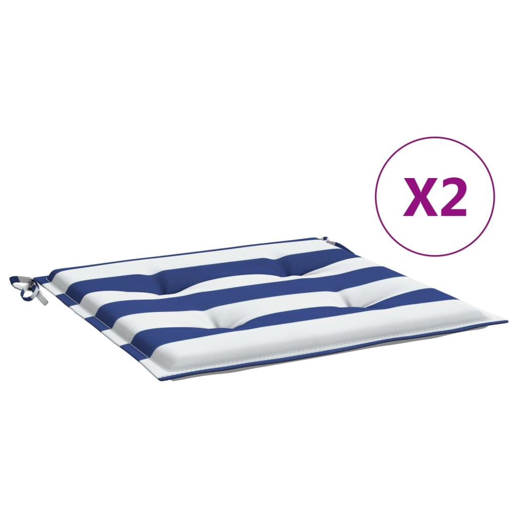 Cuscini da sedia da giardino Vidaxl 2 St a strisce 40x40x3 cm tessuto bianco e blu