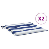 Cuscini da sedia da giardino Vidaxl 2 St a strisce 40x40x3 cm tessuto bianco e blu