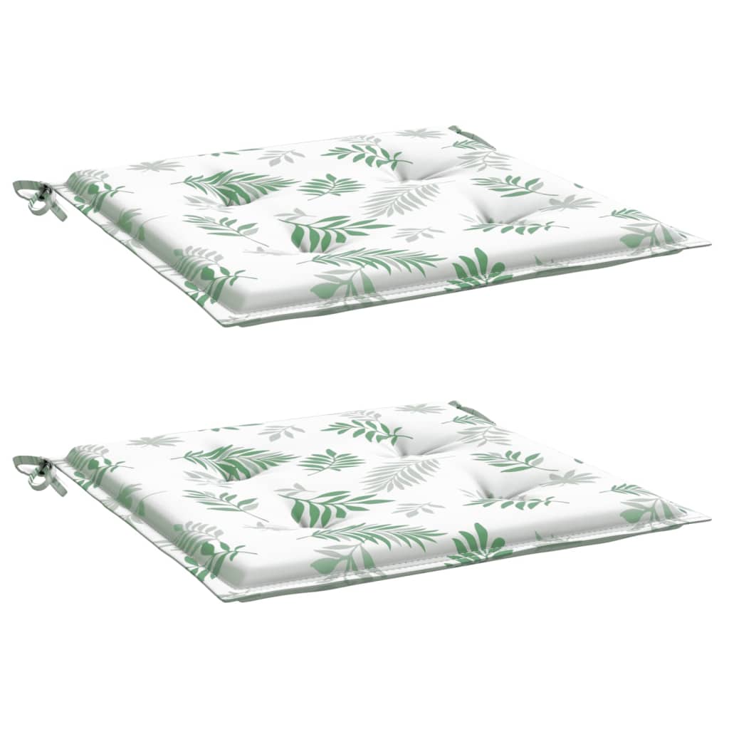 Coussins de chaise vidaxl 2 pcs motifs de feuilles 50x50x3 cm tissu