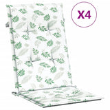 VidaXL chair cushions 4 st high back leaf pattern fabric