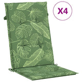 VidaXL chair cushions 4 st high back leaf pattern fabric