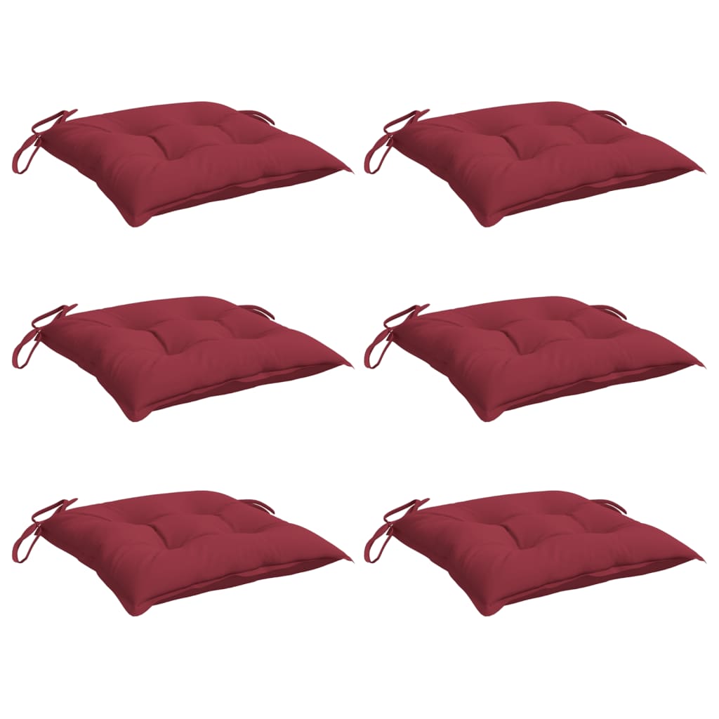 Coussins de chaise vidaxl 6 pcs 40x40x7 cm oxford tissu vin rouge