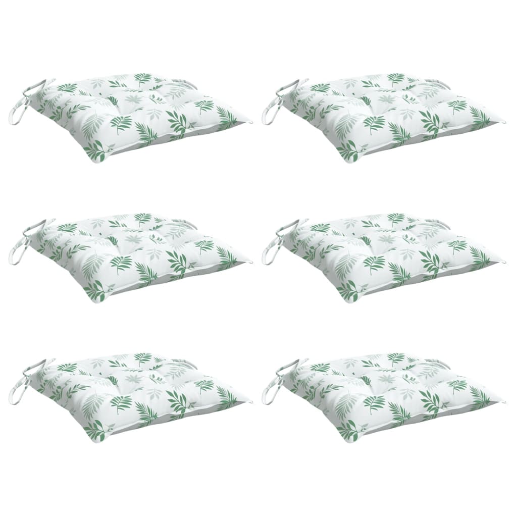 Coussins de chaise vidaxl 6 pcs motifs de feuilles 40x40x7 cm tissu