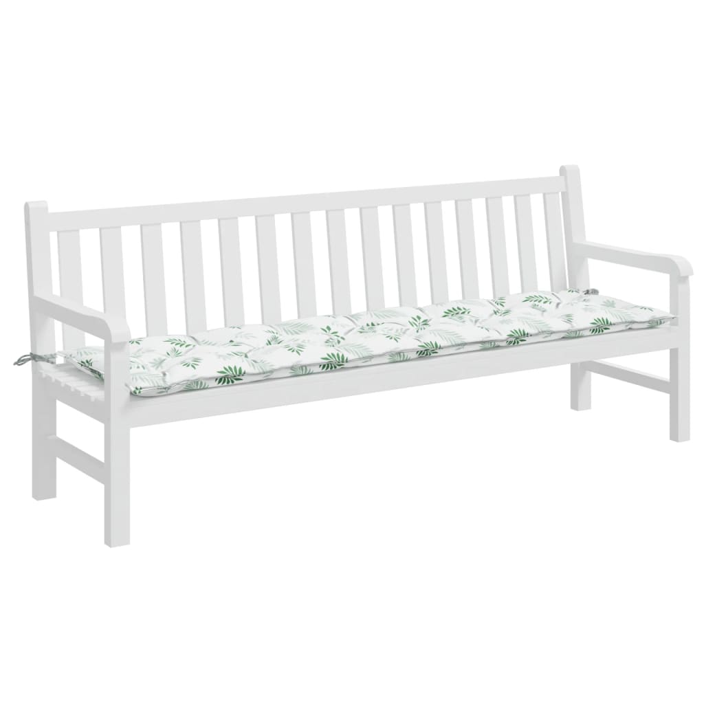 Vidaxl Garden Bench Pude Leaf Pattern 200x50x7 cm stof