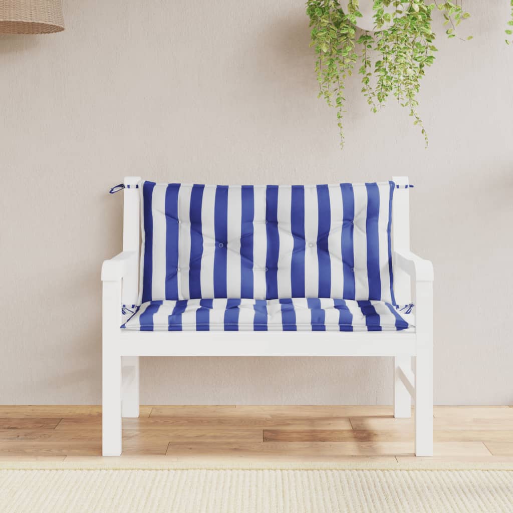 Vidaxl Garden Bench Puter 2 St Striped 100x50x7 cm stoff hvit og blå