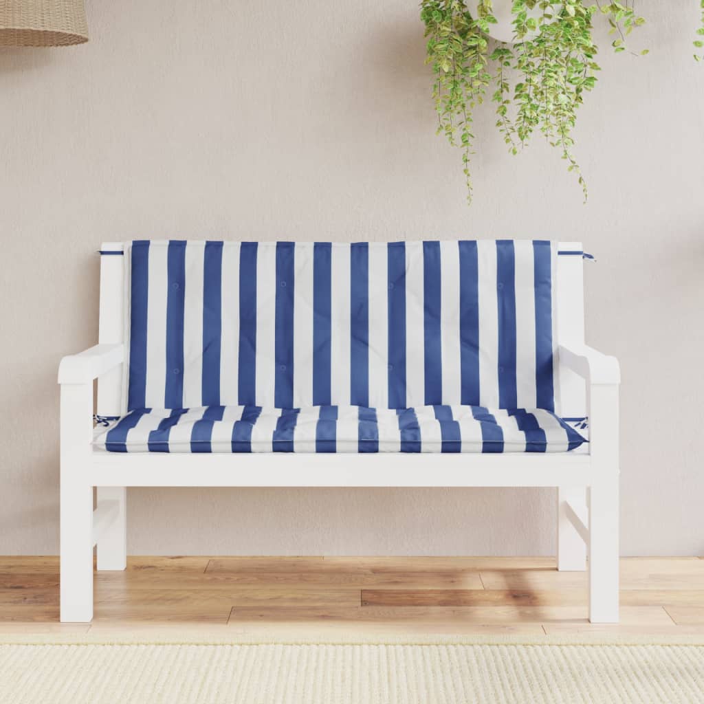 Vidaxl Garden Bench polštáře 2 St Pružená 120x50x7 cm tkanina bílá a modrá