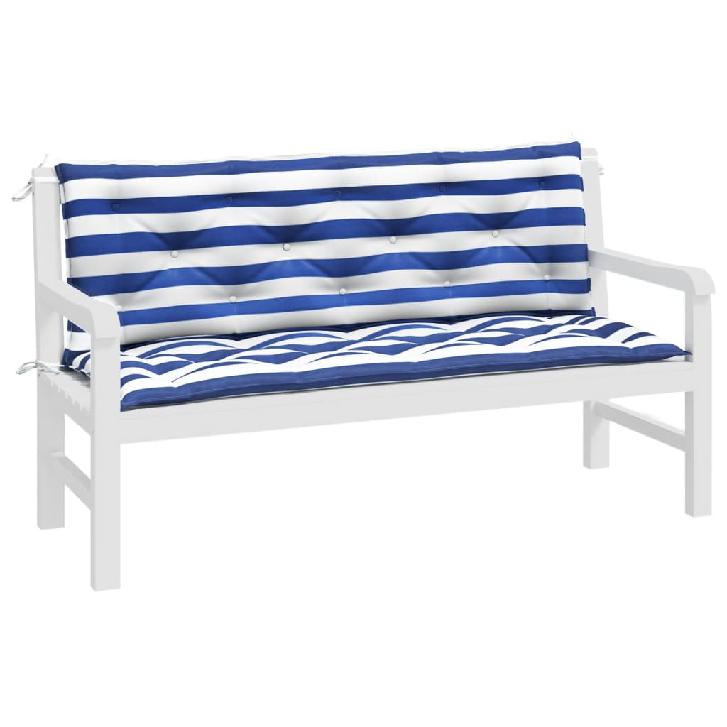 Vidaxl Garden Bench Puder 2 St stribet 150x50x7 cm stof Hvid og blå