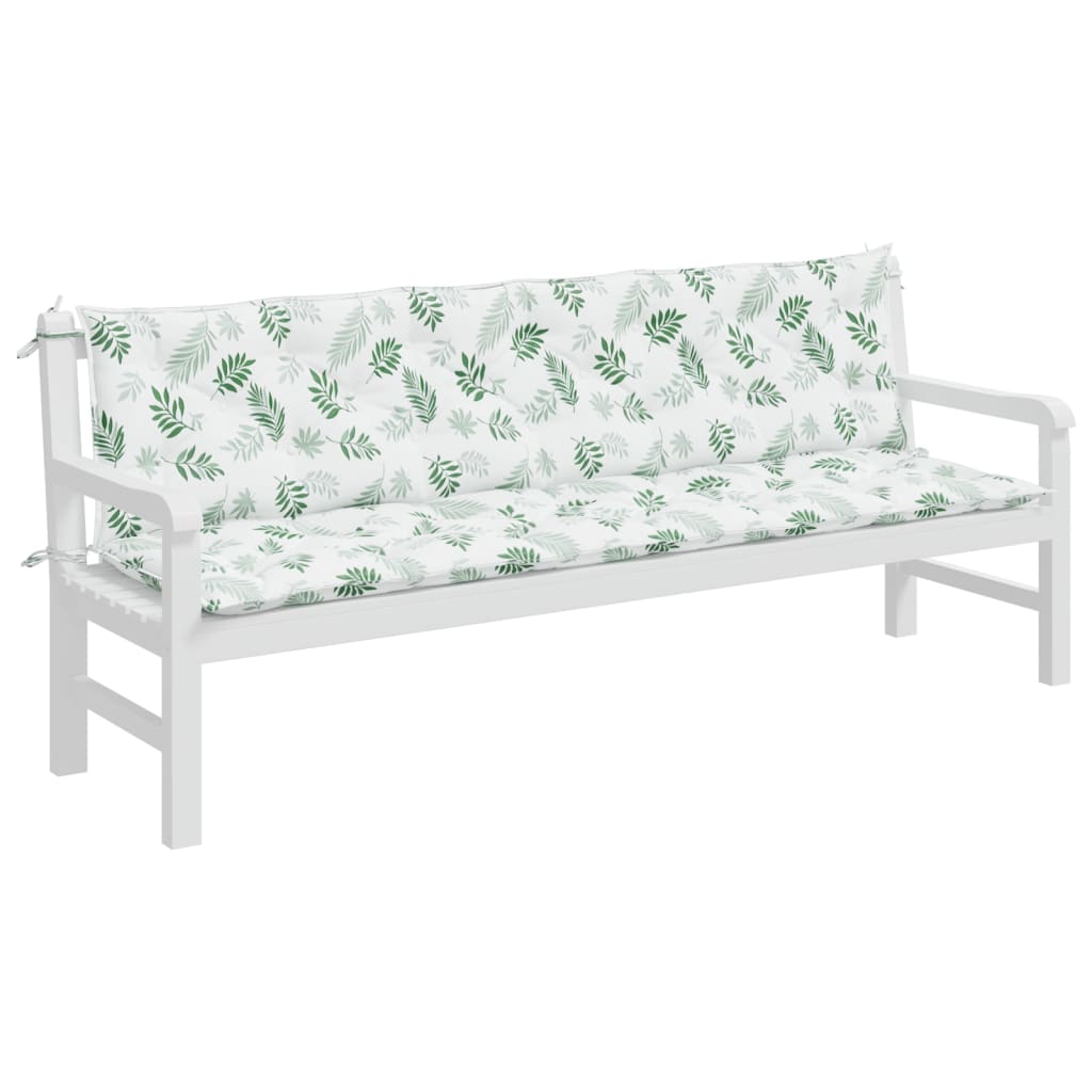 Vidaxl Garden Bench polštáře 2 PCS listový vzor 200x50x7 cm tkanina