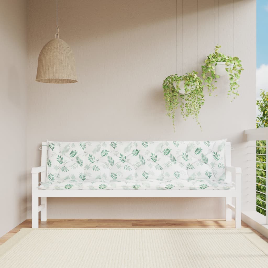 Vidaxl Garden Bench polštáře 2 PCS listový vzor 200x50x7 cm tkanina