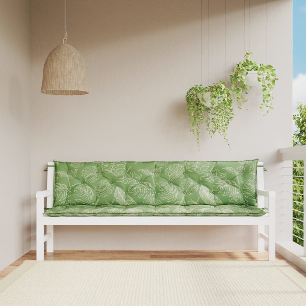 Vidaxl Garden bench cushions 2 pcs leaf pattern 200x50x7 cm fabric