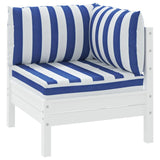 Vidaxl Pallet Cushions 3 Stripped Oxford tissu blanc et bleu