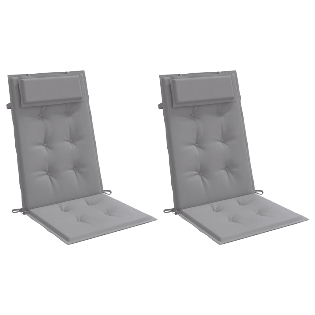 Cojines de silla de Vidaxl 2 st de alto oxford tela de oxford gris