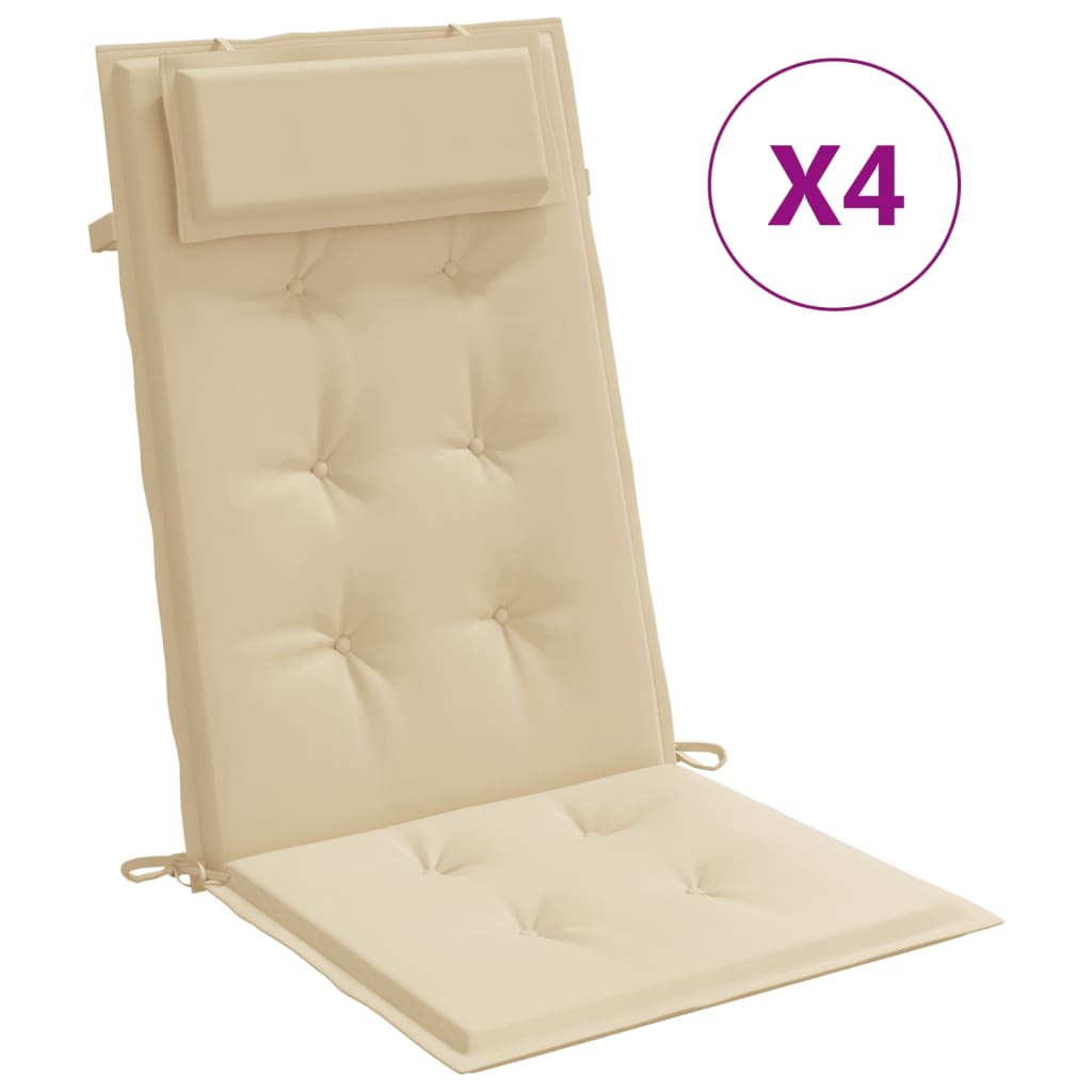 Cojines de silla de Vidaxl 4 st de alto oxford tela beige