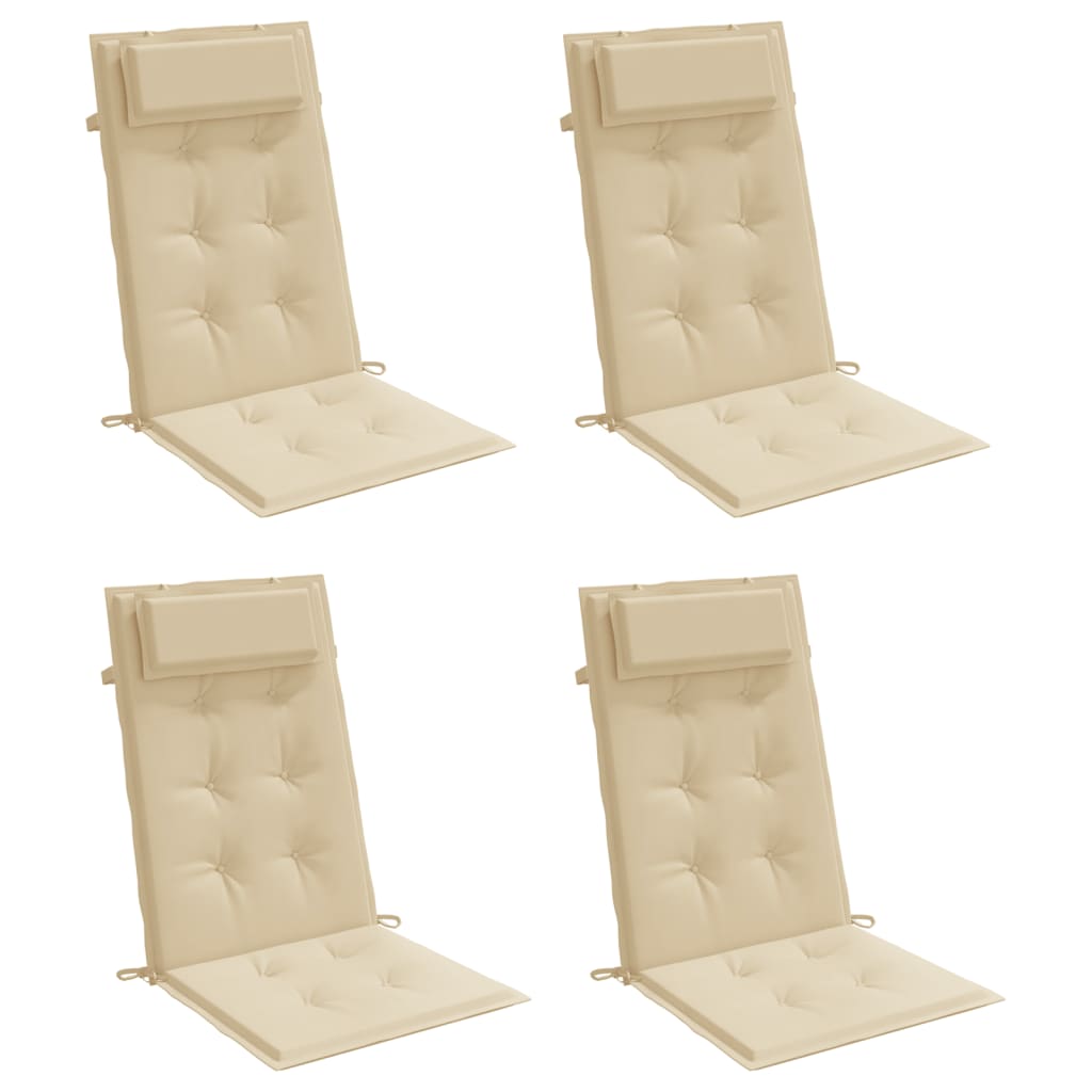 Cojines de silla de Vidaxl 4 st de alto oxford tela beige