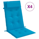 Cojines de silla de Vidaxl 4 st de alto oxford tela azul de oxford