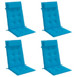 Cojines de silla de Vidaxl 4 st de alto oxford tela azul de oxford