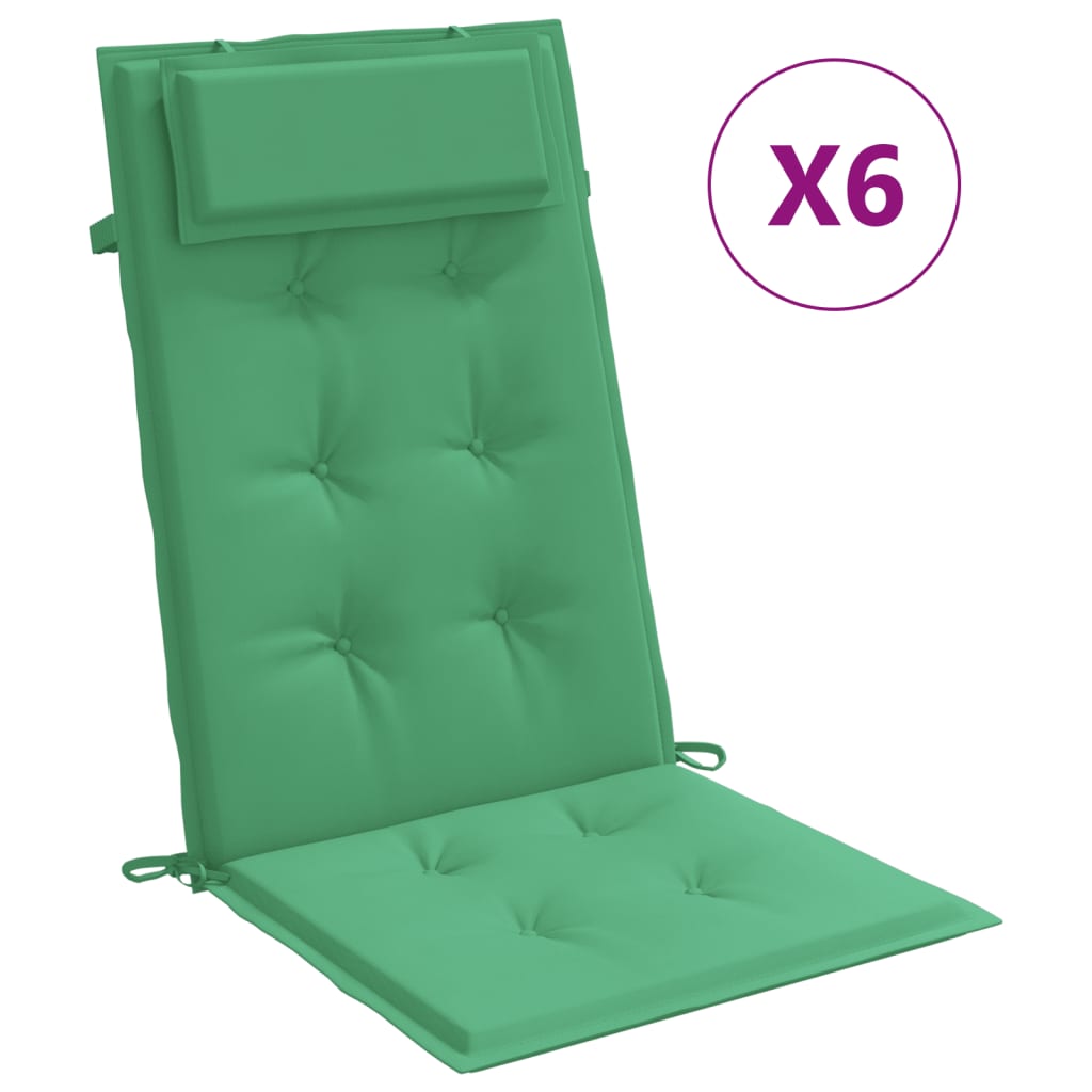 Cojines de silla de Vidaxl 6 st de alto oxford tela verde