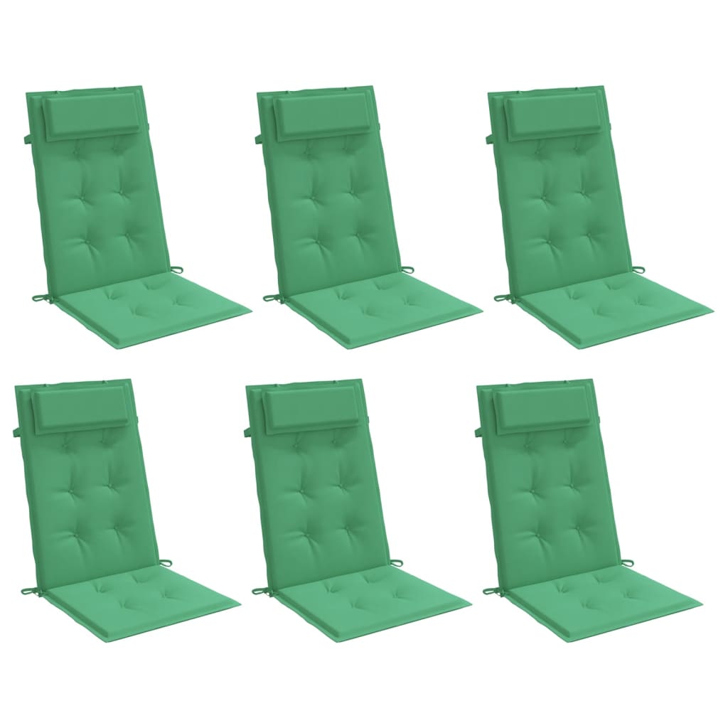 Cojines de silla de Vidaxl 6 st de alto oxford tela verde