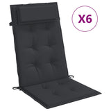 Cojines de silla Vidaxl 6 st de alto oxford tela negro