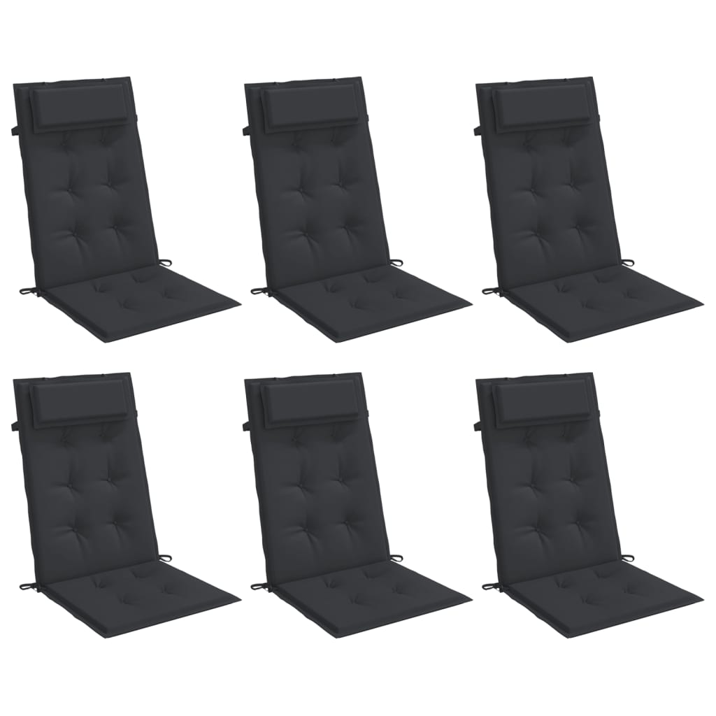 Cojines de silla Vidaxl 6 st de alto oxford tela negro