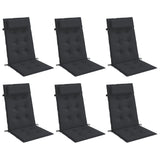 Cojines de silla Vidaxl 6 st de alto oxford tela negro