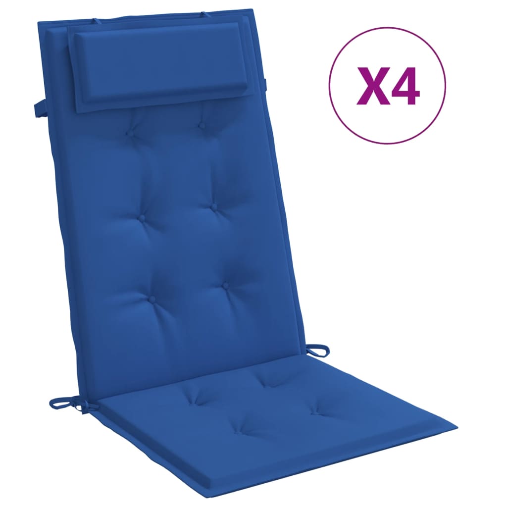 Cojines de silla de Vidaxl 4 st de alto oxford tela de oxford azul