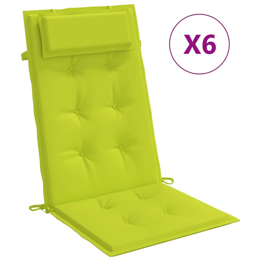 Coussins de chaise vidaxl 6 st haut de dos oxford tissu vert vif vert