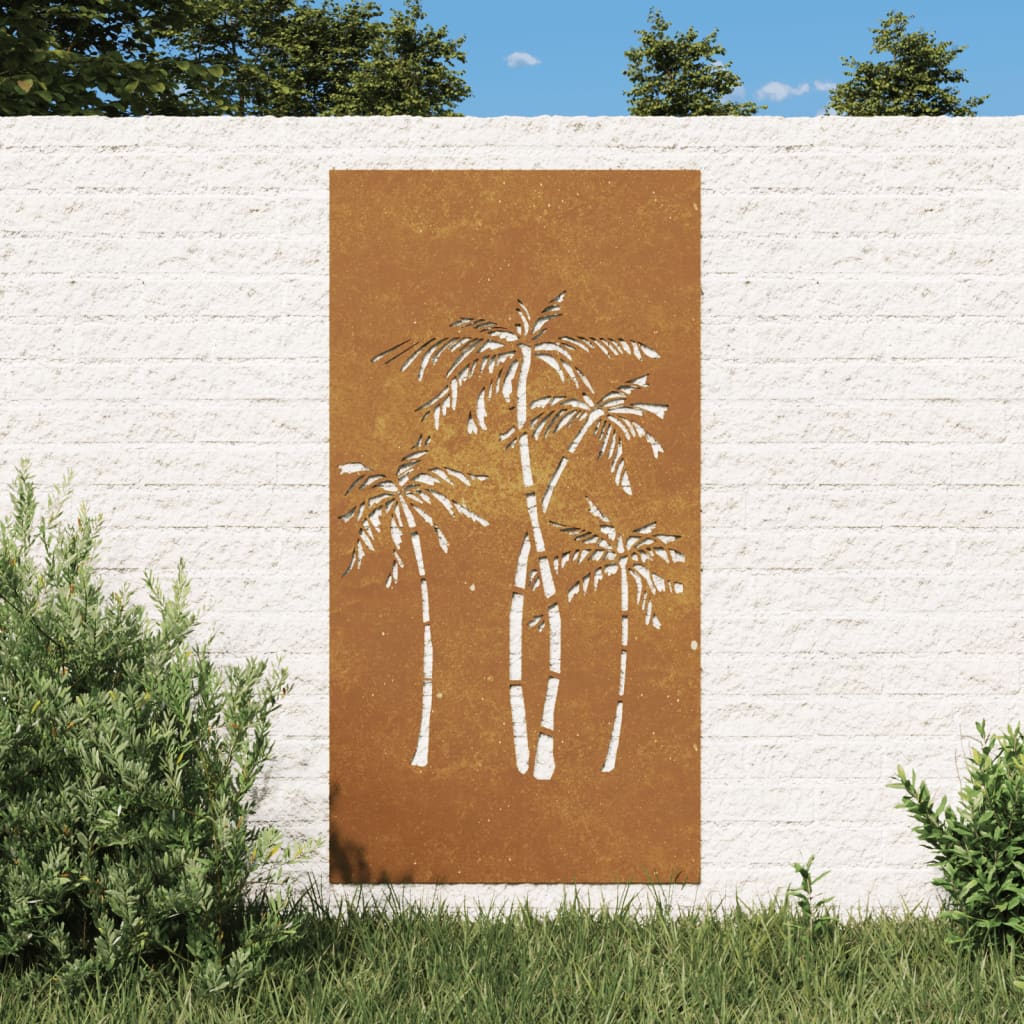 VidaXL Wanddecoratie tuin palmboomontwerp 105x55 cm cortenstaal