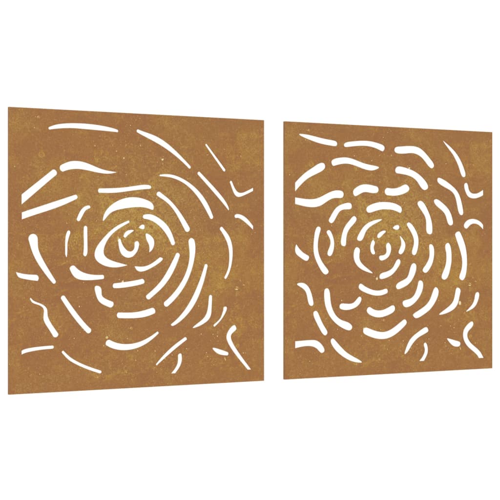 Vidaxl Wall Decoration Garden 2 St Rose Design 55x55 cm Corten Steel