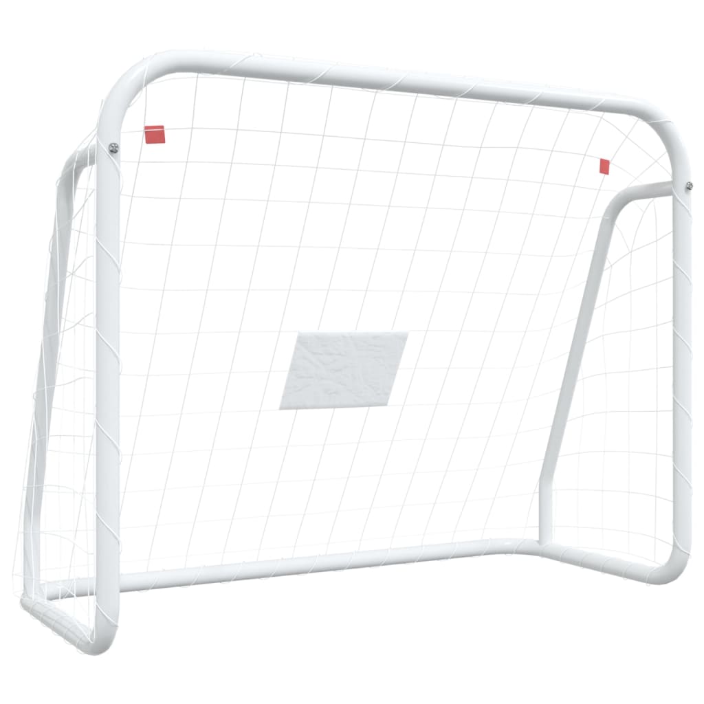 Objectif de football Vidaxl avec acier net 125x96x60 cm et blanc en polyester