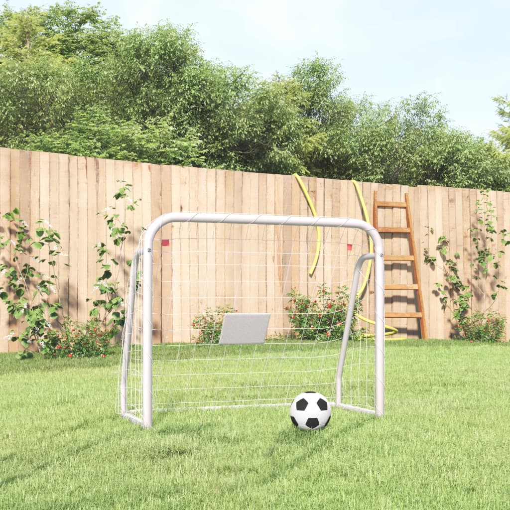 VidaXL Voetbaldoel met net 125x96x60 cm staal en polyester wit