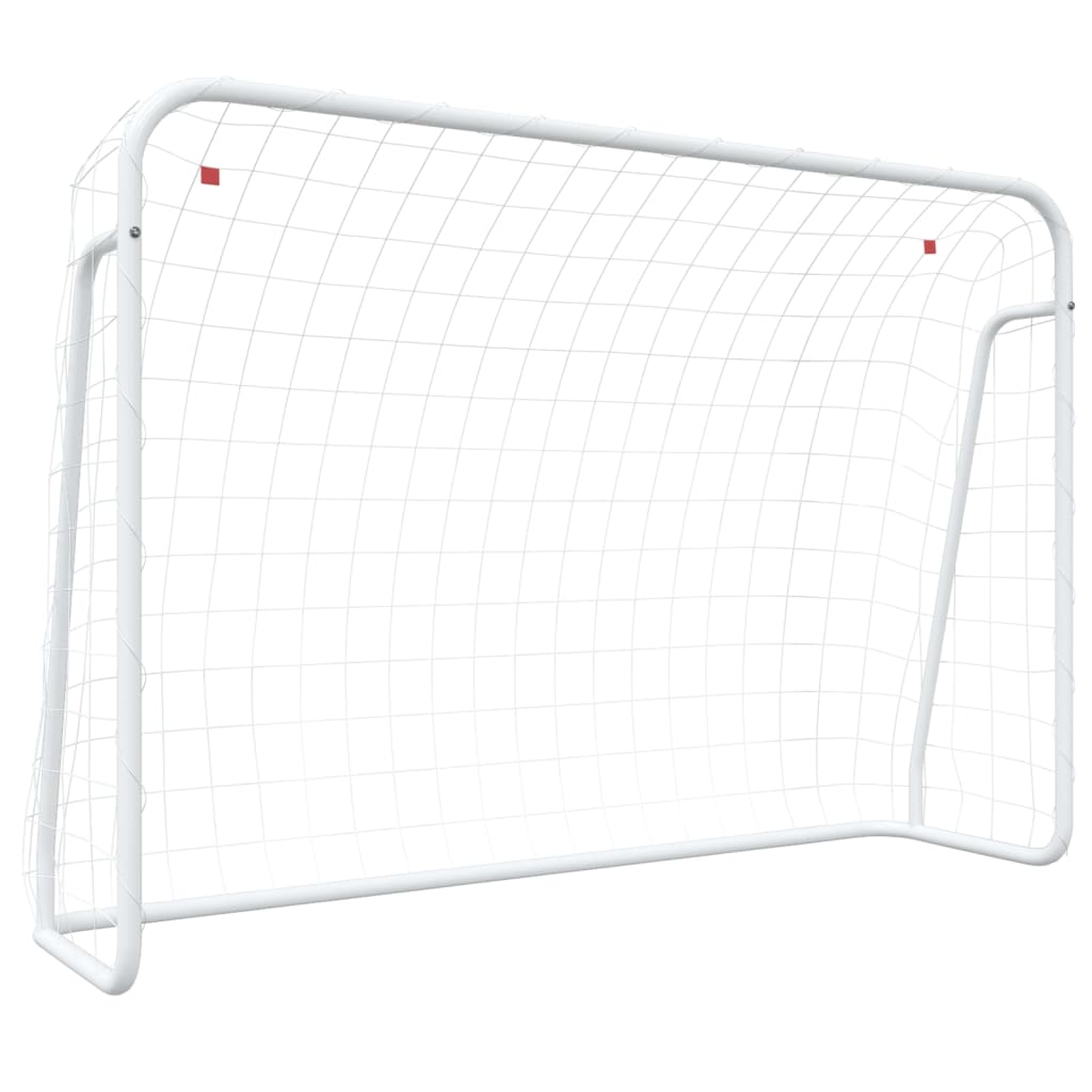 Vidaxl -Fußballtor mit Netto 214x75x152 cm Stahl und Polyester weiß