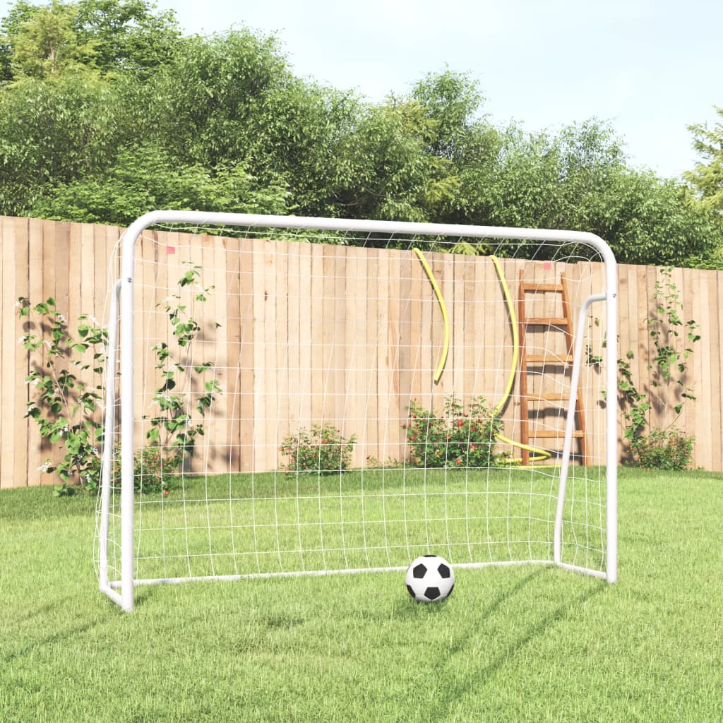 VidaXL Voetbaldoel met net 214x75x152 cm staal en polyester wit