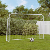 Vidaxl -Fußballtor mit Netto 214x75x152 cm Stahl und Polyester weiß