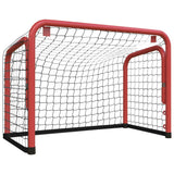 Objetivo de hockey de Vidaxl con acero neto 68x32x47 cm y poliéster rojo y negro