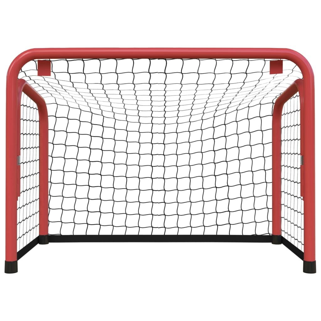 Objetivo de hockey de Vidaxl con acero neto 68x32x47 cm y poliéster rojo y negro