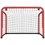 Objetivo de hockey de Vidaxl con acero neto 68x32x47 cm y poliéster rojo y negro