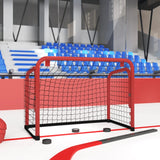 Vidaxl Hockey Gol z netto 68x32x47 cm stalowa i poliestru czerwona i czarna