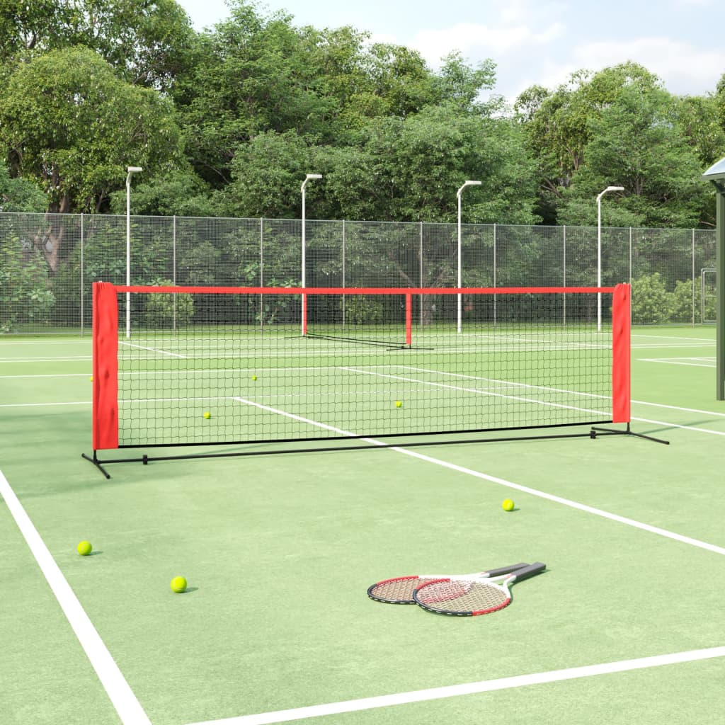 Vidaxl Tennisnet 300x100x87 cm poliestere nero e rosso