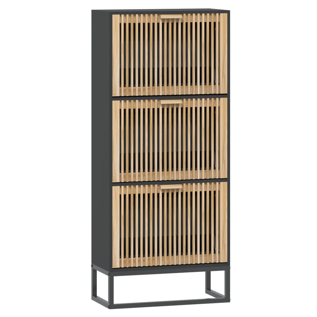 VidaXL Shoe cabinet 52x25x120 cm Properted Wood Black