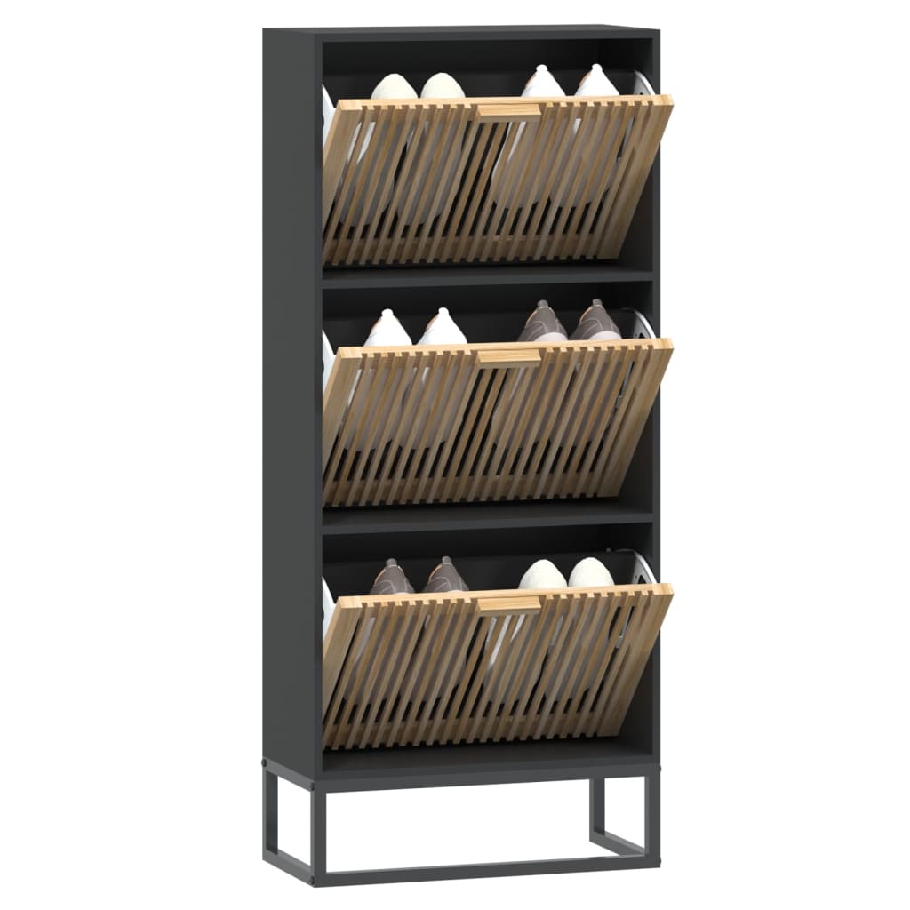 VidaXL Shoe cabinet 52x25x120 cm Properted Wood Black