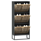 VidaXL Shoe cabinet 52x25x120 cm Properted Wood Black