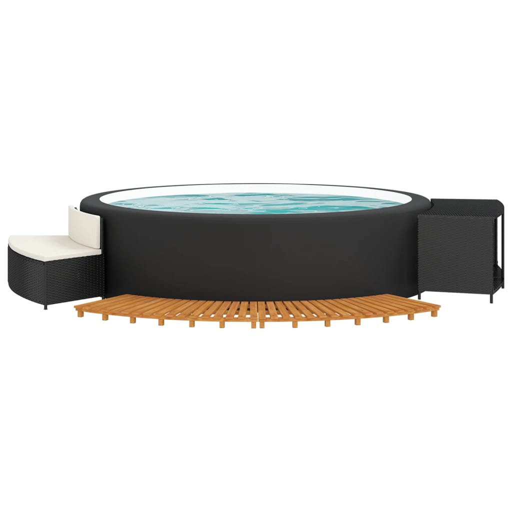 Vidaxl Hottub-Ombouw Poly Rattan et Solid Acaciahout Black