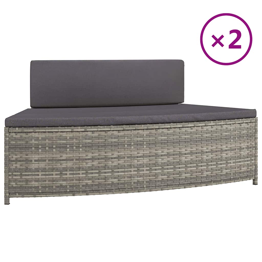 Vidaxl Spa ławki z poduszkami 2 St Poly rattan Grey