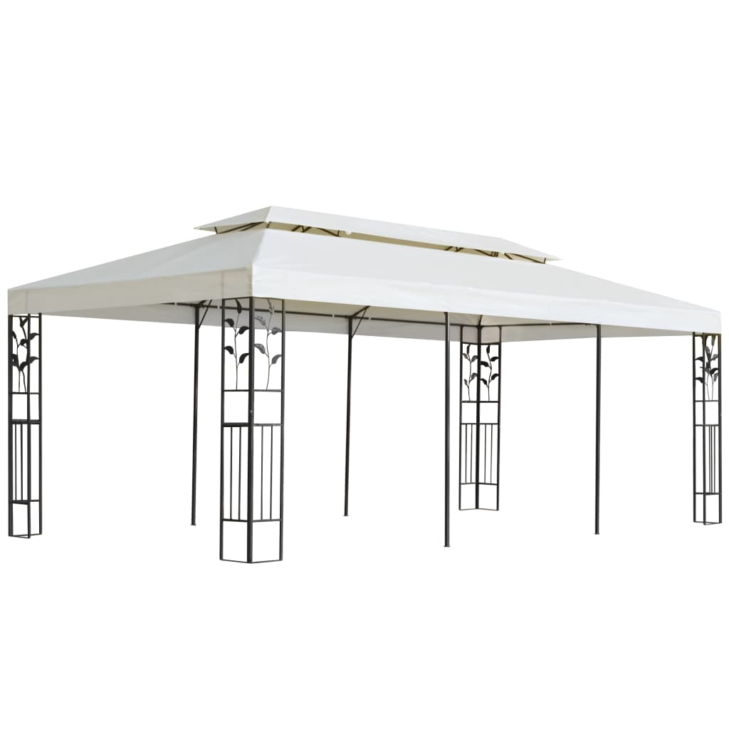 Arbor vidaxl avec toit double 6x3 m blanc