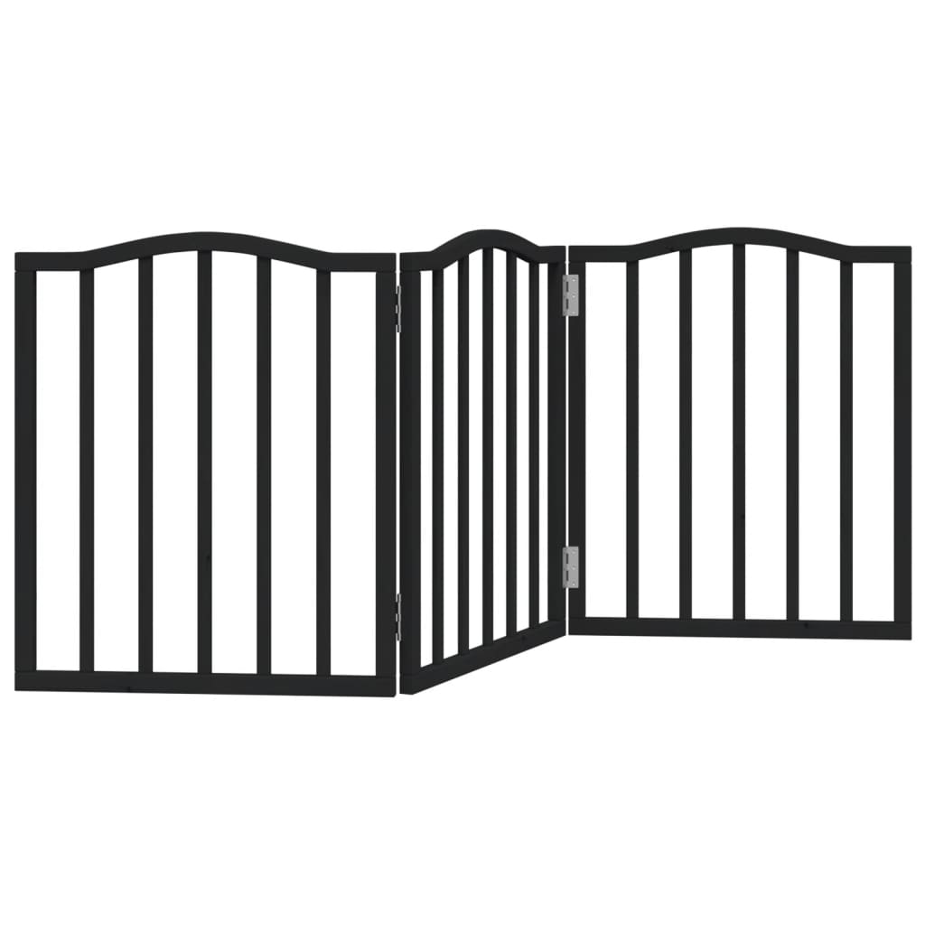 VidaXL dog fence Collapsible 3 panels 150 cm poplar wood black