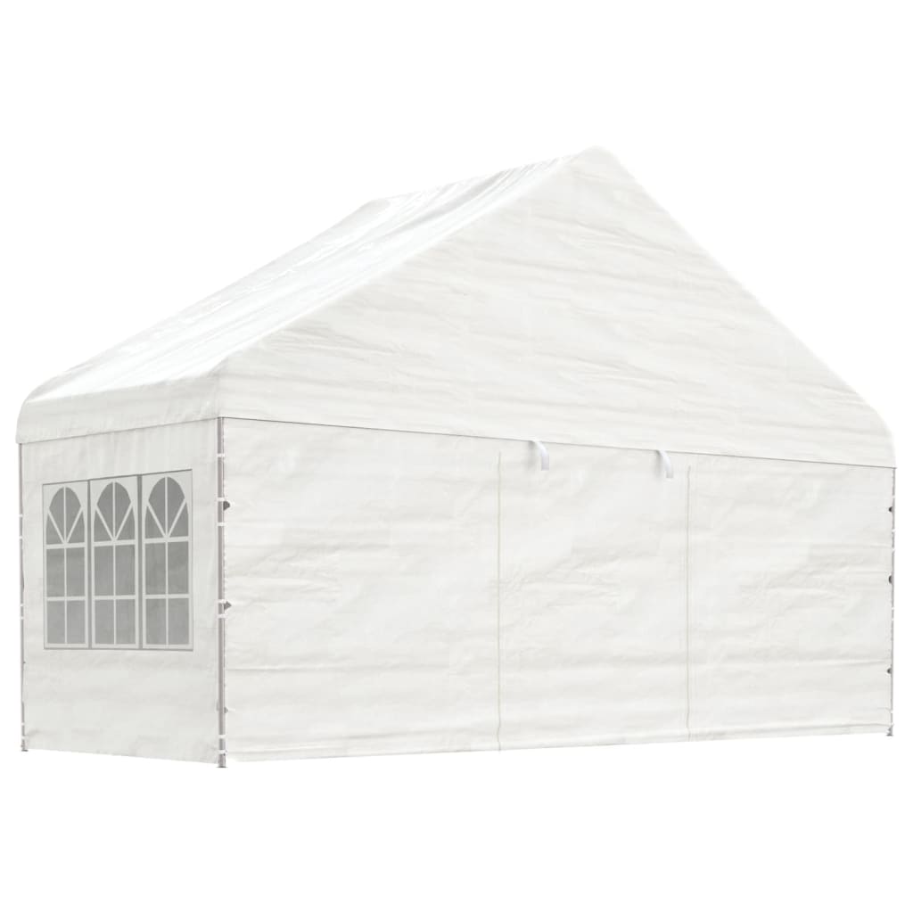 Vidaxl arbor with roof 5.88x2.23x3.75 m polyethylene white