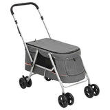 Vidaxl Dog Car plegable 100x49x96 Cm de tela de lino gris